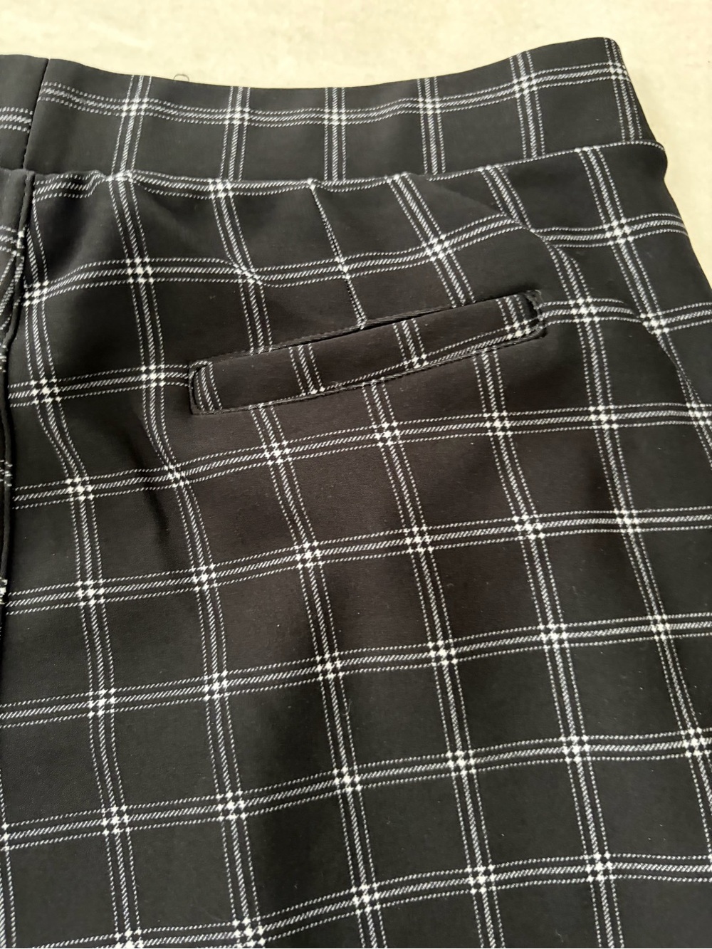 Black Plaid Women's Chinos with Gold Button Detail - Picture 11 of 13